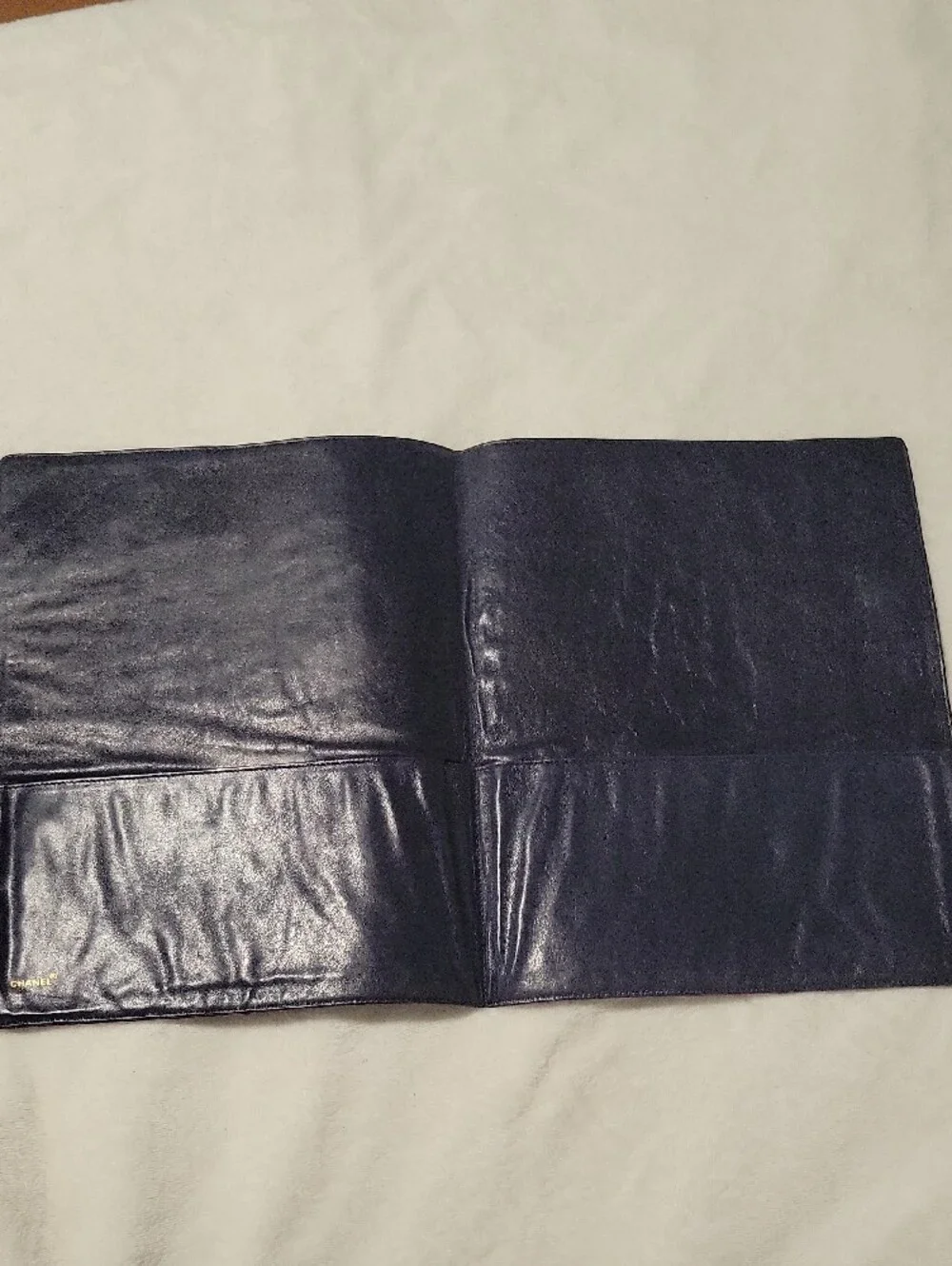 CHANEL Burgundy Leather Document Portfolio with Gold CC Accent